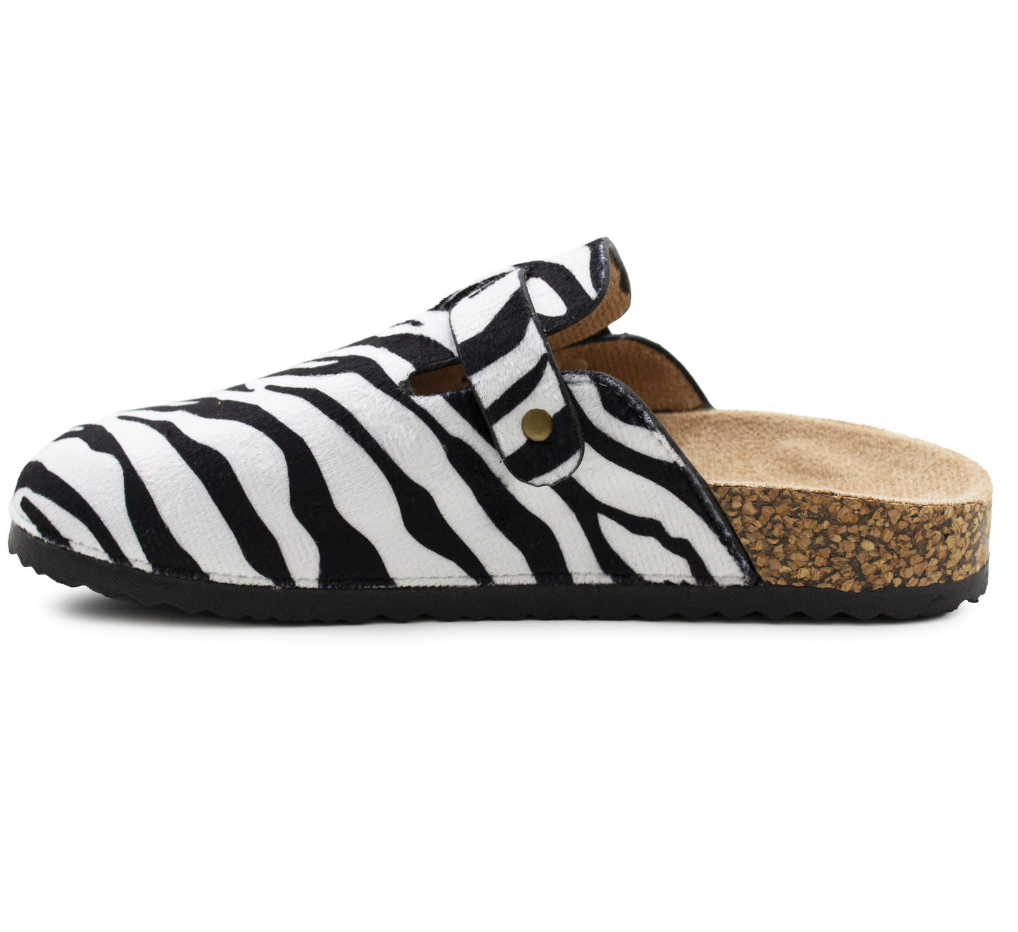 Womens Faux Suede Clogs Slip On Adjustable Buckle Cork Footbed Arch Support Ladies Backless Mules Flat Casual Slippers