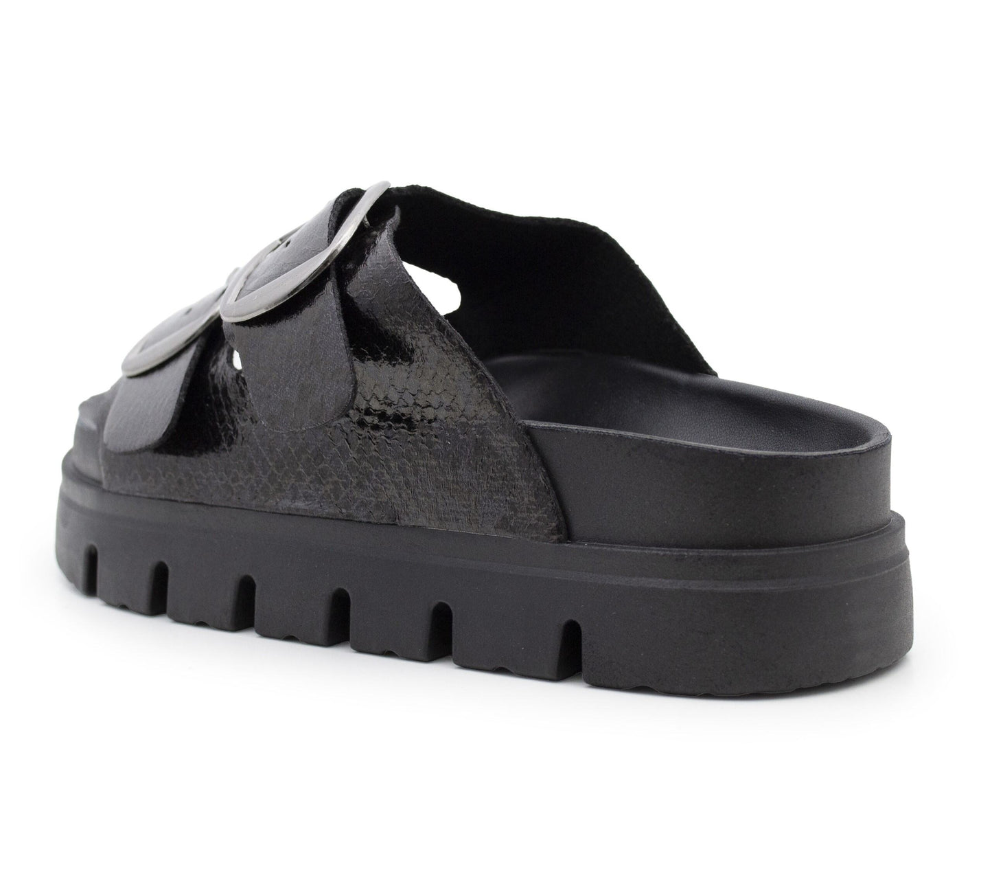 Womens Platform Sandals Double Buckle Adjustable Straps Ladies Slip On Chunky Sole Fashion Summer Sliders