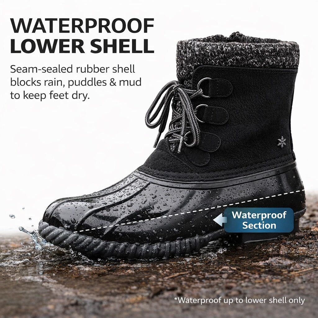 Women’s Waterproof Duck Boots Winter Ankle Boots Ladies Warm Lined Faux Fur Garden Outdoor Rain Boot