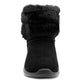 Womens Winter Boots Ladies Warm Slip On Ankle Boot Thermal Faux Suede Fur Lined Booties Black
