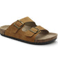 Mens Double Buckle Sandals Adjustable Cork Footbed Slip On Summer Slides