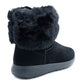 Womens Winter Boots Ladies Warm Slip On Ankle Boot Thermal Faux Suede Fur Lined Booties Navy