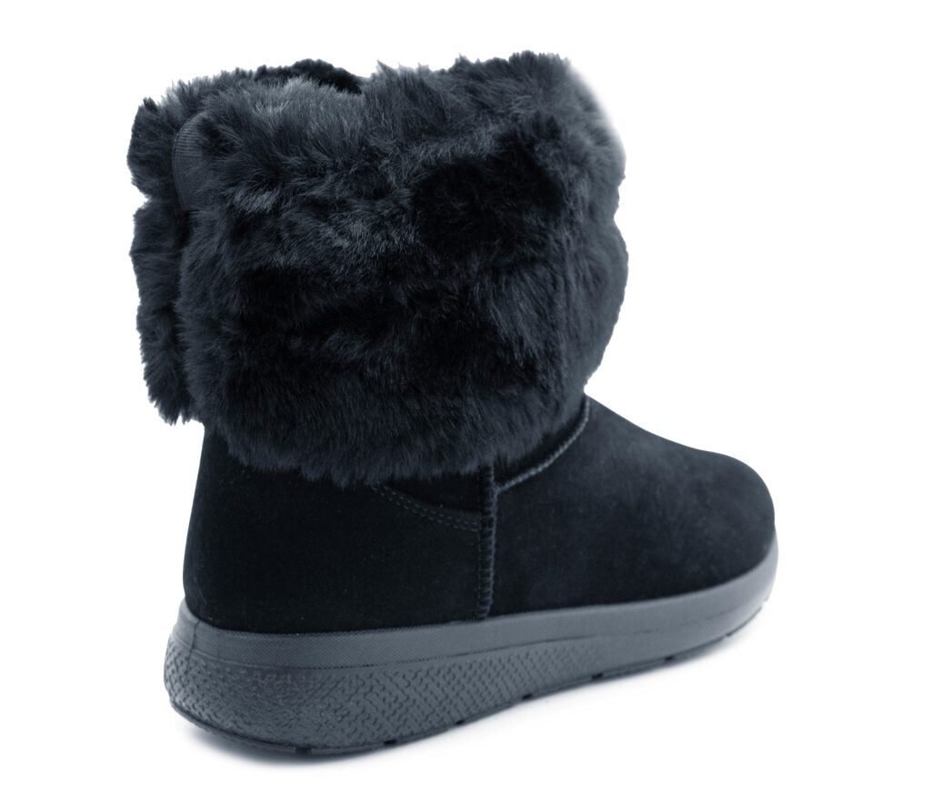 Womens Winter Boots Ladies Warm Slip On Ankle Boot Thermal Faux Suede Fur Lined Booties Navy