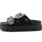 Womens Platform Sandals Double Buckle Adjustable Straps Ladies Slip On Chunky Sole Fashion Summer Sliders