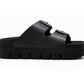 Womens Platform Sandals Double Buckle Adjustable Straps Ladies Slip On Chunky Sole Fashion Summer Sliders
