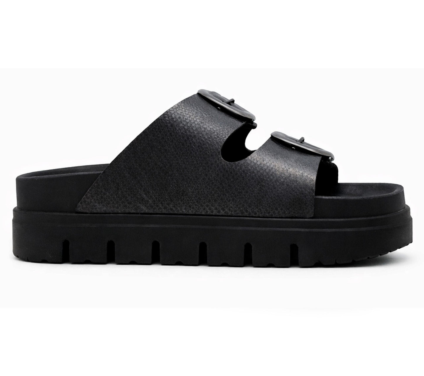 Womens Platform Sandals Double Buckle Adjustable Straps Ladies Slip On Chunky Sole Fashion Summer Sliders