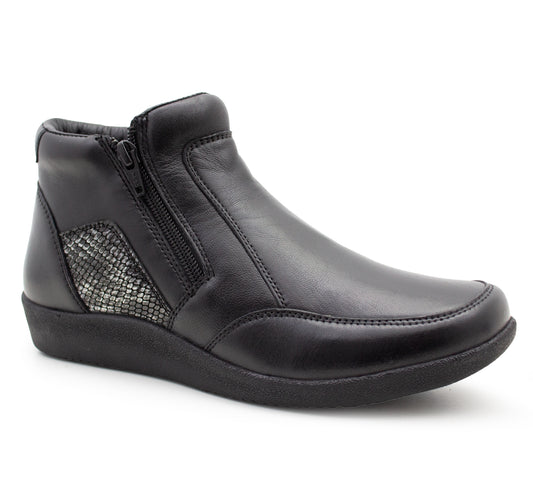 Womens Leather Boots Ladies Zip Up Smart Office Casual Ankle Boots