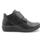 Womens Leather Boots Ladies Touch Fasten Strap Smart Office Casual Ankle Boots in Black