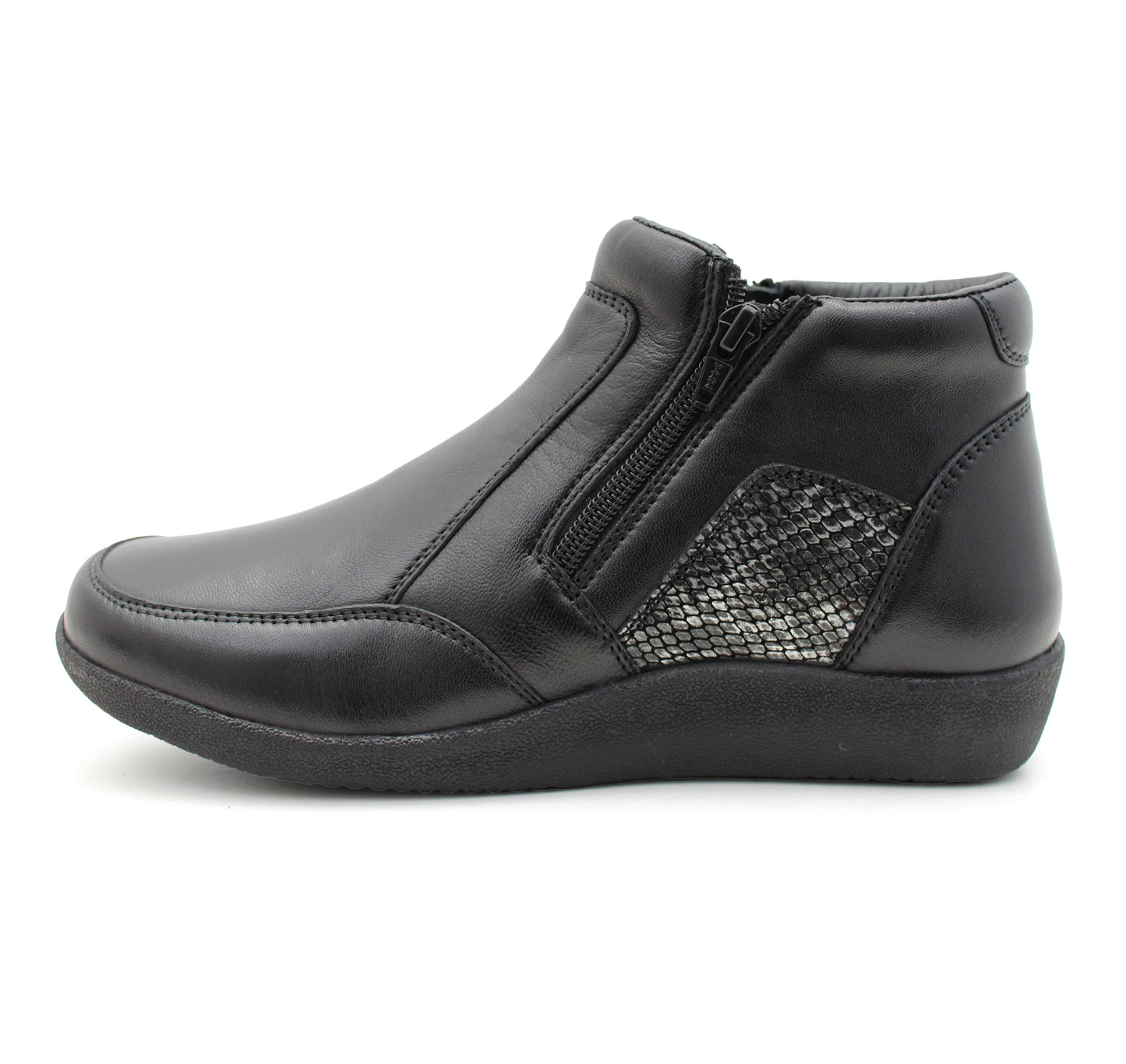 Womens Leather Boots Ladies Zip Up Smart Office Casual Ankle Boots