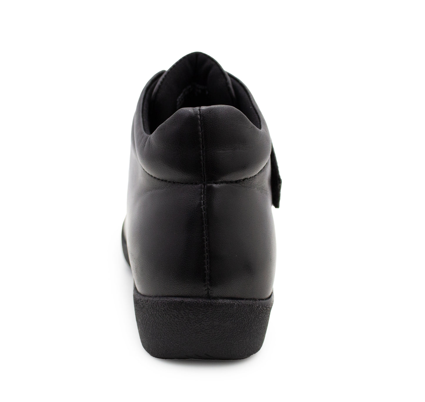 Womens Leather Boots Ladies Touch Fasten Strap Smart Office Casual Ankle Boots in Black