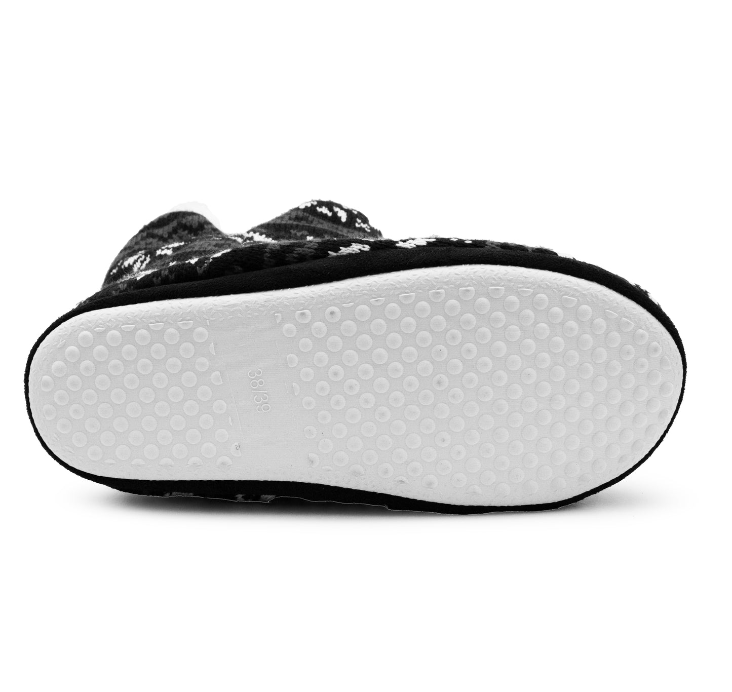 Womens Ankle Boot Slippers Knitted Fair Isle Warm Faux Fur Lined Slip On Cosy Lightweight Snuggle Booties