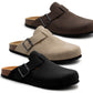 Mens Faux Suede Clogs Slip On Backless Cork Sole Arch Support Casual Slippers
