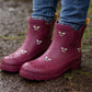 Womens Honey BEE Waterproof Ankle Boots Wellingtons Ladies Slip On Short Chelsea Rain Boots Festival Gardening Wellie Boots (Copy)