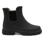 Womens Waterproof Wellies Platform Ankle Boots Chunky Sole Wellingtons Ladies Slip On Short Fashion Wellie Chelsea Rain Boots