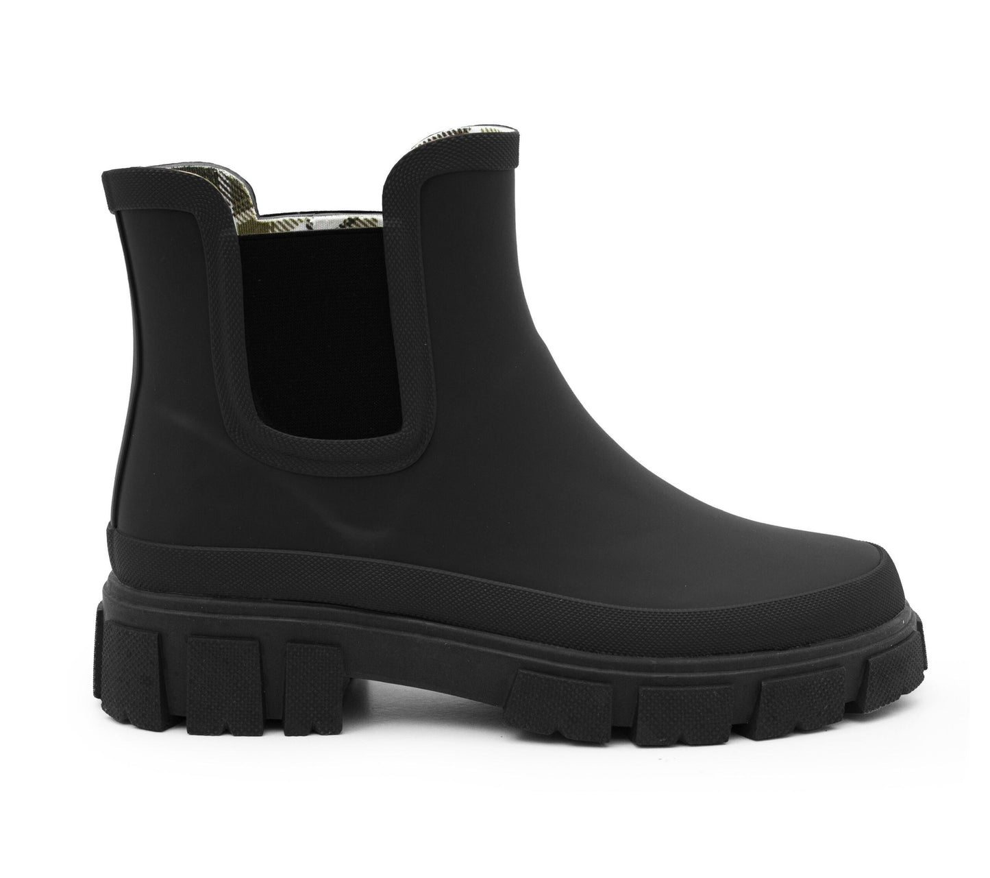 Womens Waterproof Wellies Platform Ankle Boots Chunky Sole Wellingtons Ladies Slip On Short Fashion Wellie Chelsea Rain Boots