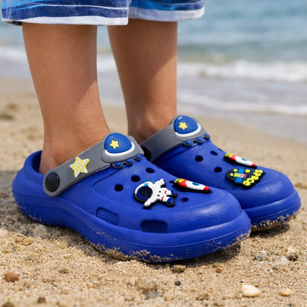 Boys Lightweight Clogs Kids Adjustable Garden EVA Slippers Slip On Beach Sandals Water Shoes Leisure Pool Slides