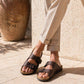 Mens Double Buckle Sandals Adjustable Cork Footbed Slip On Summer Slides
