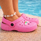 Girls Lightweight Clogs Kids Adjustable Garden EVA Glitter Charm Slippers Slip On Beach Sandals Water Shoes Leisure Pool Slides