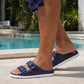 Mens Slide Sandals Lightweight EVA Backless Slip On Adjustable Buckle Straps Pool Sliders Beach Flip Flops Mule Sandals
