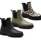 Womens Waterproof Wellies Platform Ankle Boots Chunky Sole Wellingtons Ladies Slip On Short Fashion Wellie Chelsea Rain Boots