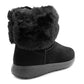Womens Winter Boots Ladies Warm Slip On Ankle Boot Thermal Faux Suede Fur Lined Booties Black