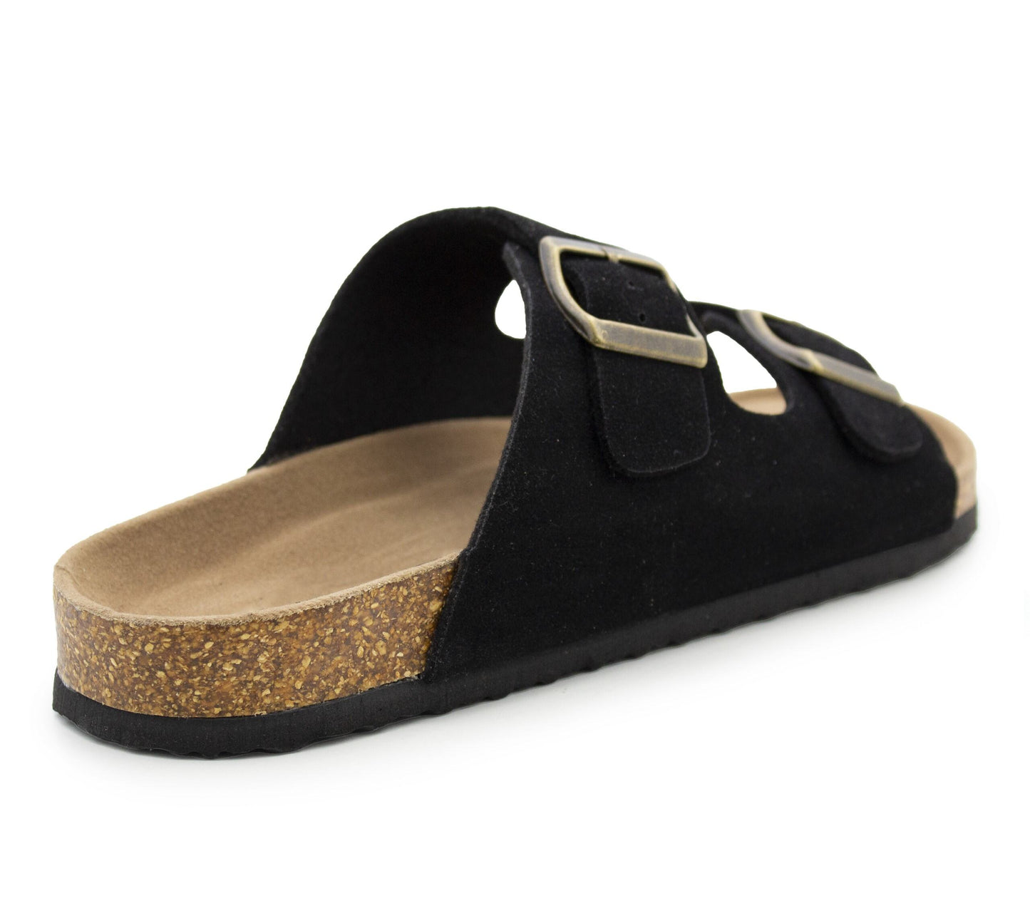 Womens Sandals Cork Footbed Double Buckle Adjustable Strap Slides Open Toe Ladies Summer Beach Slip On Casual Comfort Flat Sandals
