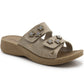 Womens Backless Sandals Touch Fasten Slip On Low Wedge Open Toe Mules Summer Fashion Beach Slides Flip Flops