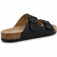 Mens Double Buckle Sandals Adjustable Cork Footbed Slip On Summer Slides