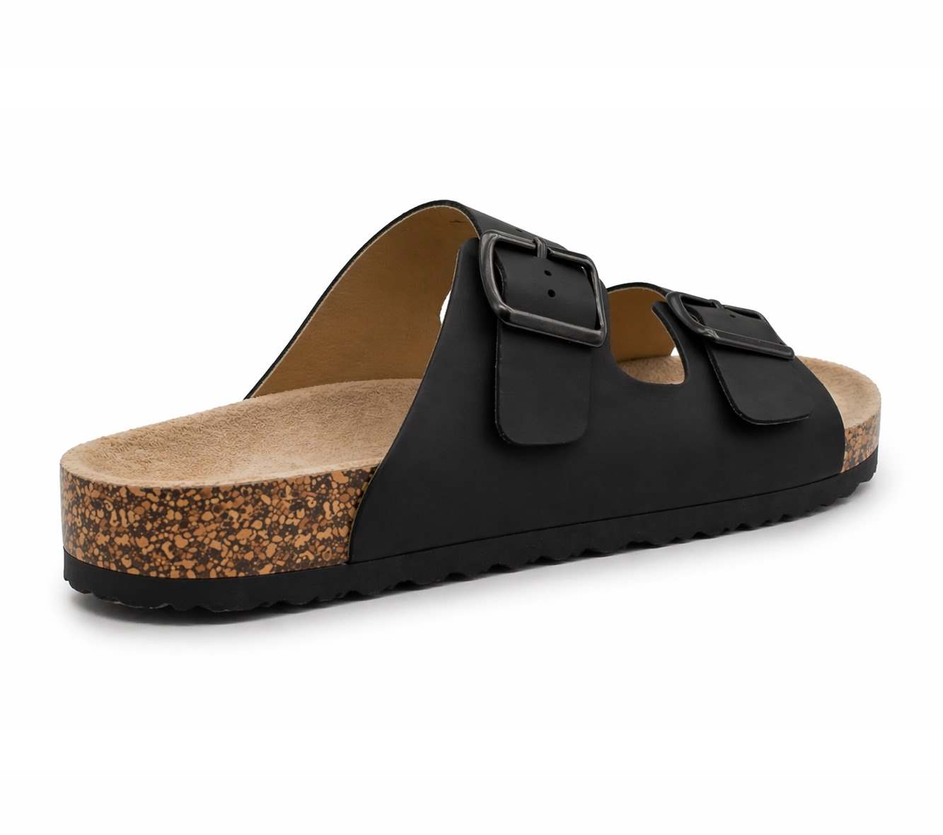 Mens Double Buckle Sandals Adjustable Cork Footbed Slip On Summer Slides