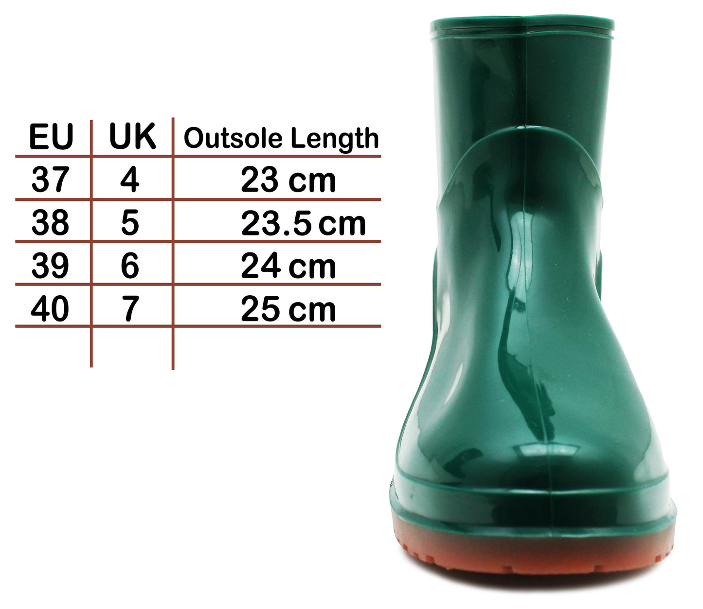 Womens Green Tan Ankle Wellies Short Rain Boot Waterproof Snow Ladies Outdoor Dog Walking Festival Gardening Low Cut Wellington Boots