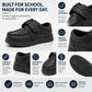 Boys Touch Fasten School Shoes Faux Leather Black to School Kids Smart Uniform Shoes