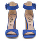 Womens Block Heel Open Toe Ankle Strap Shoes Blue