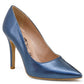 Womens High Heel Stilettoes Slip On Metallic Blue
