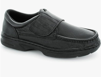 Mens Casual Black Leather Touch Fasten Shoes Black