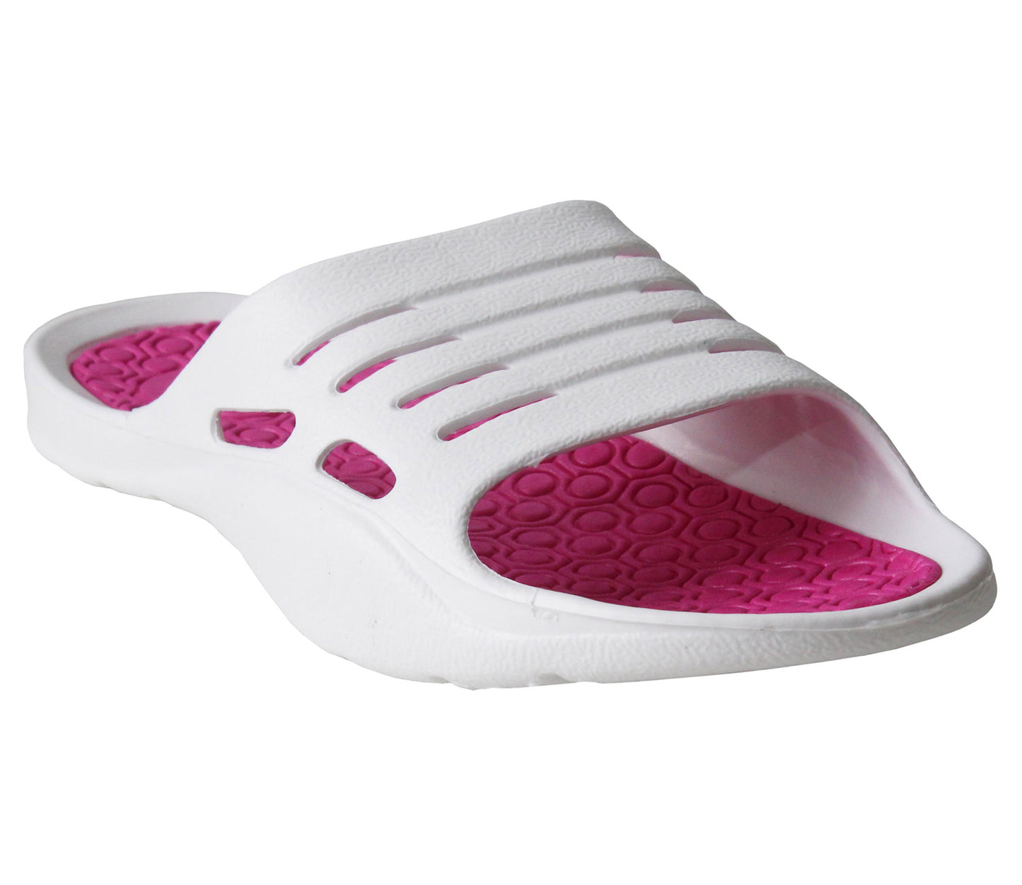 L1-619 Womens EVA Pool Sliders in White & Pink