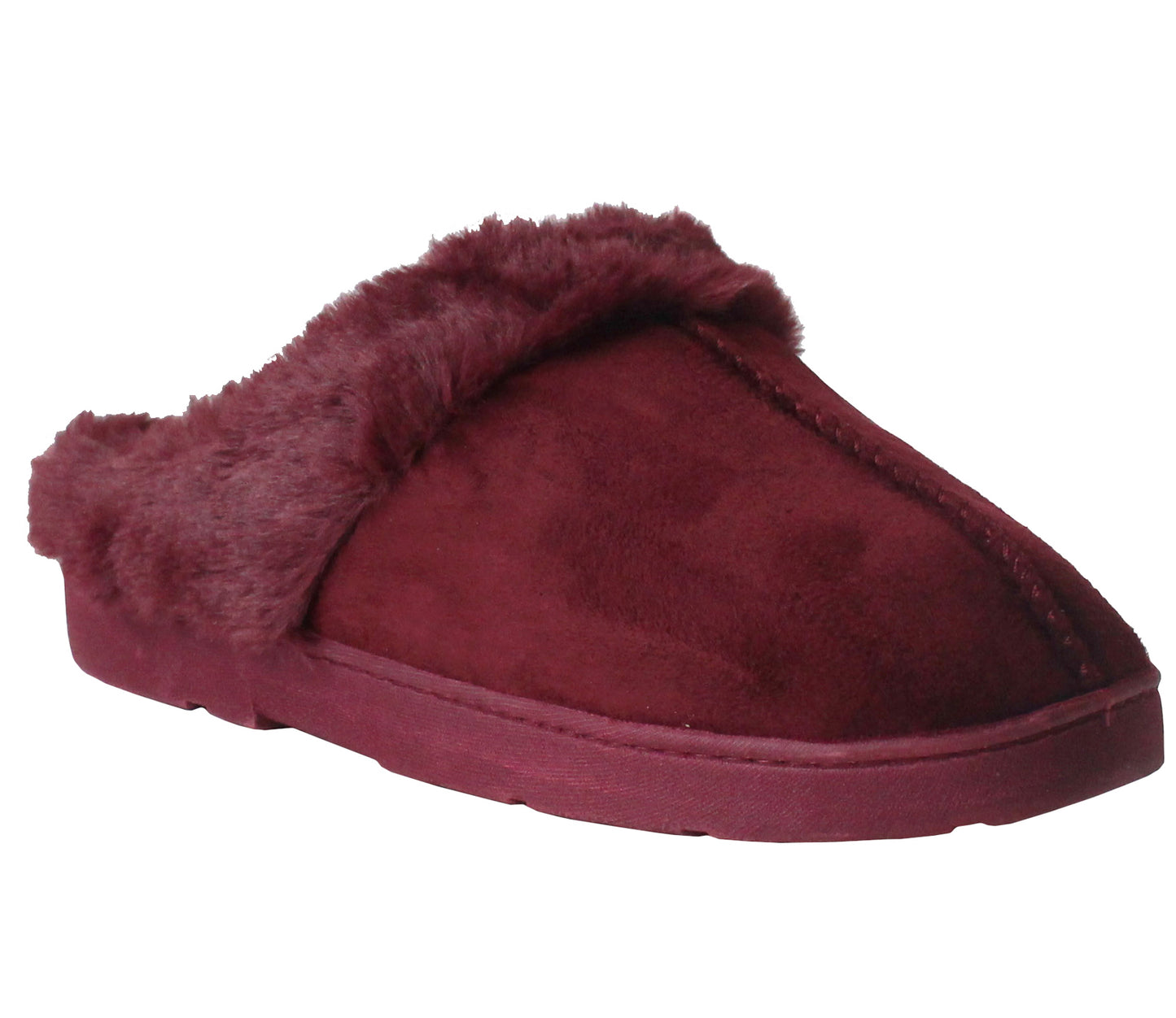 DECATOR Womens Faux Fur Lined Mules Slippers in Burgundy