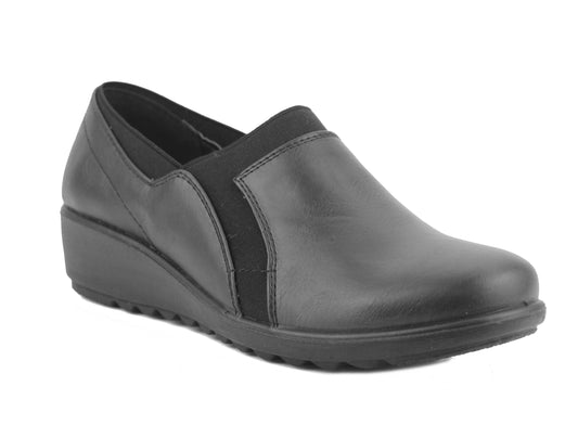 POLLY Womens PU Office Nurse Work Loafers in Black