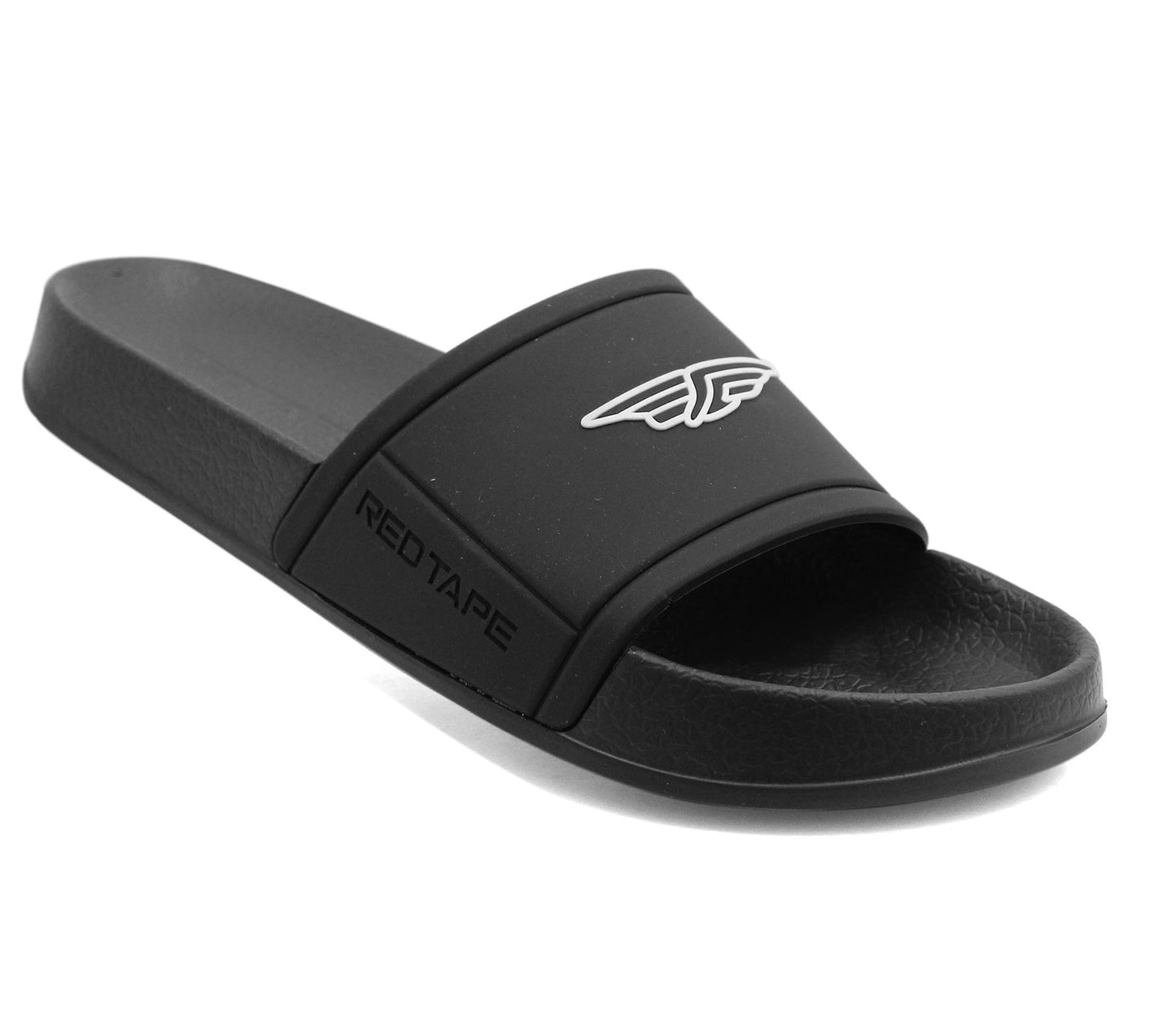 SILVA Mens Red Tape Pool Sliders in Black