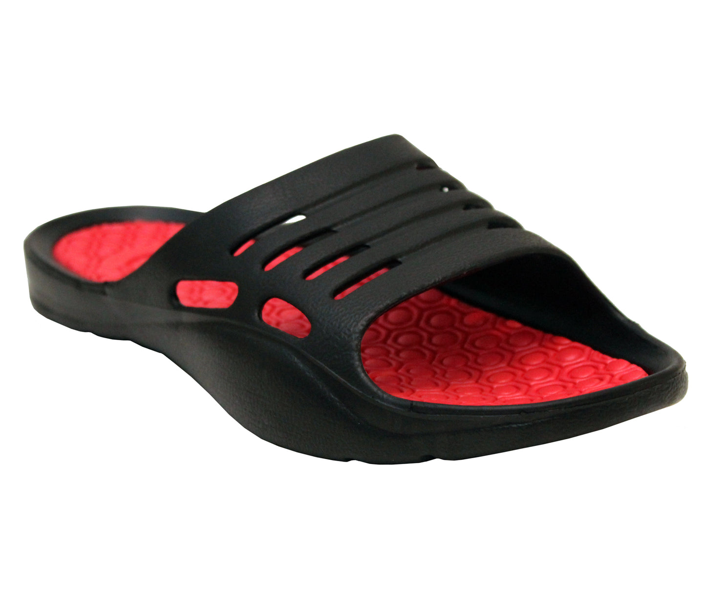 L1-619 Womens EVA Pool Sliders in Black & Red