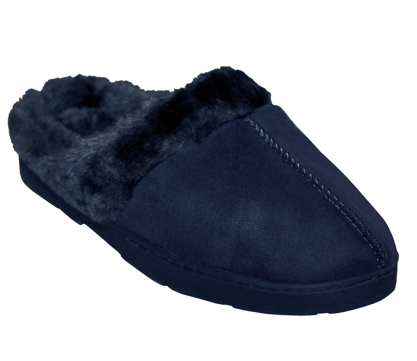 DECATOR Womens Faux Fur Lined Mules Slippers in Navy