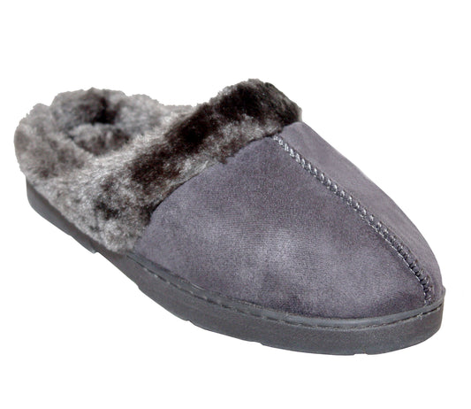 DECATOR Womens Faux Fur Lined Mules Slippers in Grey