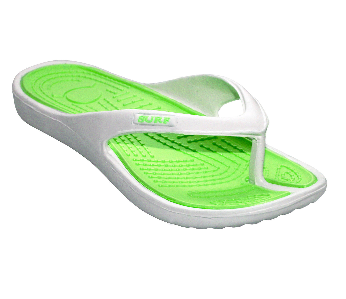 L1-541 Womens EVA Surf Beach Flip Flops in White Lime