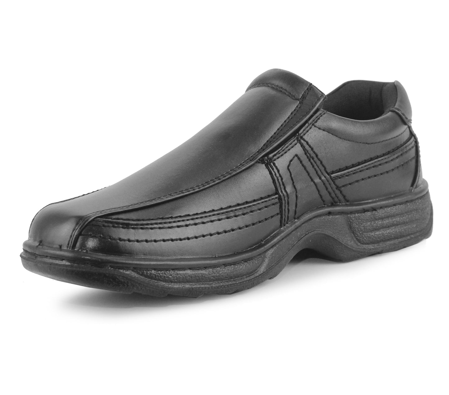 LS048 Mens Slip On Faux Leather Loafers in Black
