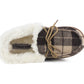 MINA Womens Faux Fur Check Slippers in Beige