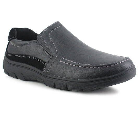 LS27 Mens Slip On Faux Leather Loafers in Black
