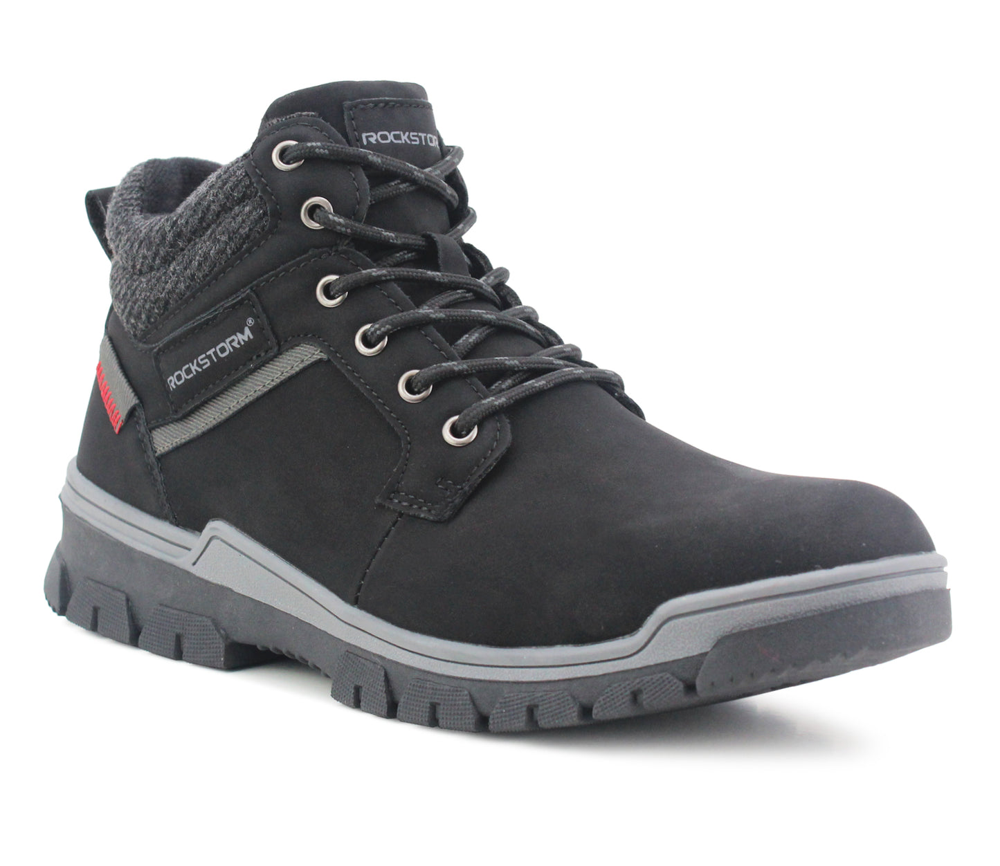 BERTIE Mens Faux Leather Hiking Boots in Black