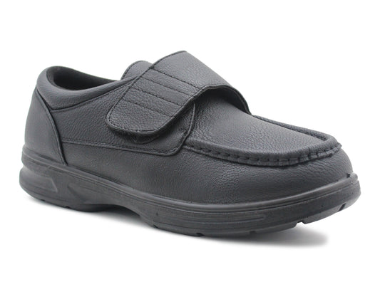 TONY Mens Wide Fit Touch Fasten Shoes in Black