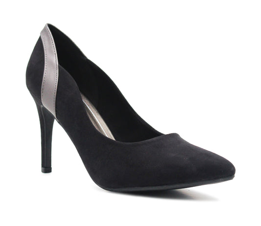 Womens Faux Suede Pointed Toe Stilettoes in Black