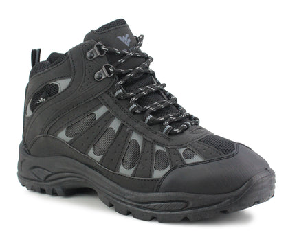 Mens Touch Fasten Hiking High Top Trainers in Black