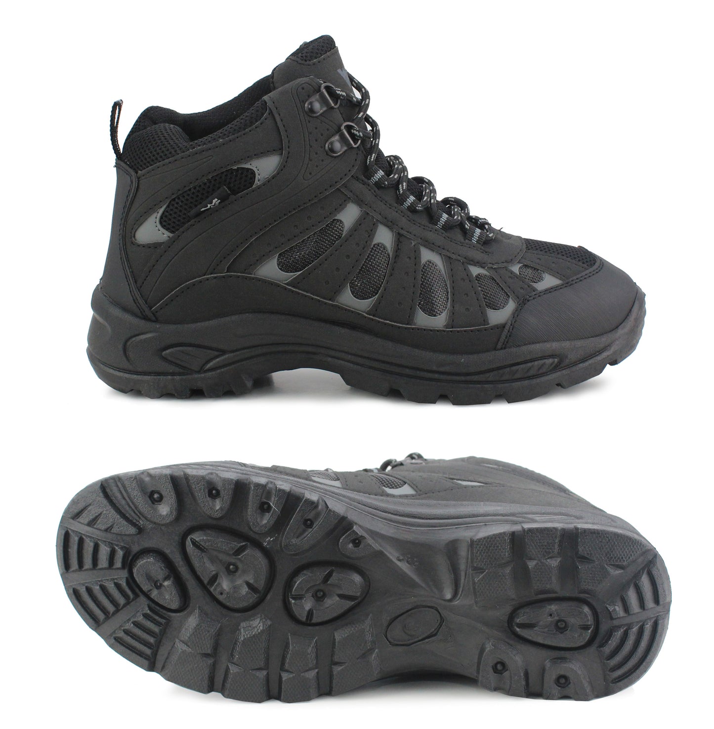 Mens Touch Fasten Hiking High Top Trainers in Black